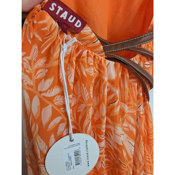 NWT Staud Alix Tangerine Tree Whiskey Belted Maxi Dress - Picture 10 of 12